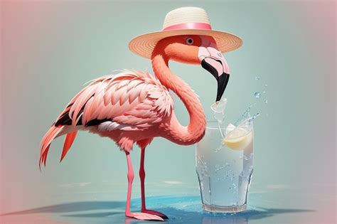 Premium Ai Image A Cheerful Flamingo Wearing Sunglasses Stands On One