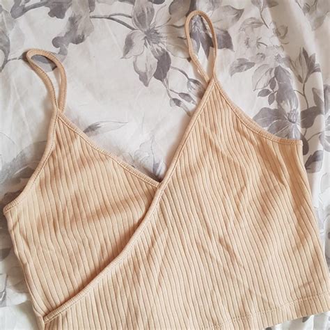 Topshop Nude Crop Top Vest Size Soft Ribbed Depop