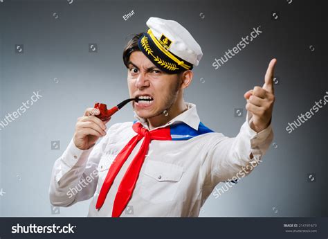 Funny Captain Sailor Wearing Hat Stock Photo 214191673 - Shutterstock