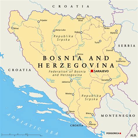 Bosnie En Herzegovina Landkaart Afdrukbare Plattegronden Van Bosnie