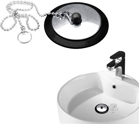 Sink Plug Universal Bath Plug40mm Drain Stopper With Stainless Steel Ball Chainchrome And Rubber