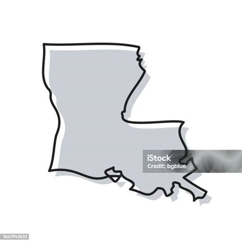 Louisiana Map Hand Drawn On White Background Trendy Design Stock