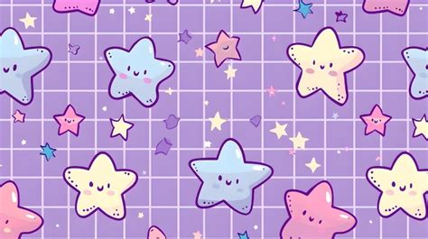 Premium Photo Pastel Purple Starry Grid Pattern In Cute Kawaii Style