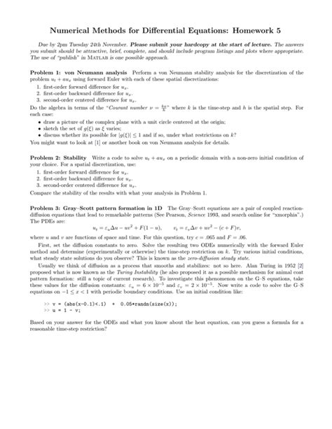 Numerical Methods For Differential Equations Homework 5