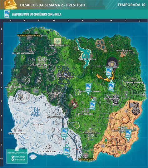 Localização dos contêineres janela no Fortnite