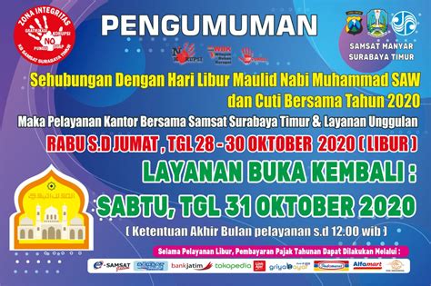 Pengumuman Hari Libur Maulid Nabi Muhammad Saw Samsat Manyar