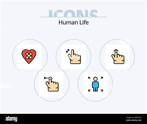 Human Line Filled Icon Pack 5 Icon Design Person Touch Double