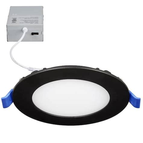 Maxxima 4 In Slim Round Recessed Led Downlight Black Trim Canless Ic