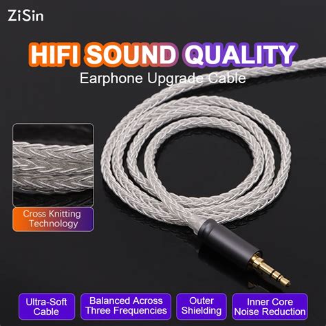 Cable De Auriculares HiFi Plateado De 8 N Cleos ZiSin 15 4 4mm 6 35mm