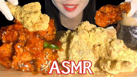 Asmr 네네치킨 스노윙치즈 쇼킹핫 반반 치킨 먹방🍗 크리미언 소스 Seasoned Fried Chickenandcheese