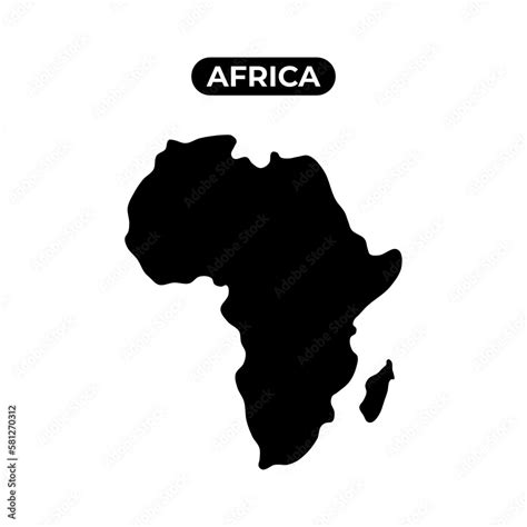 Africa Continent Blind Map Black Silhouette Icon Vector Illustration