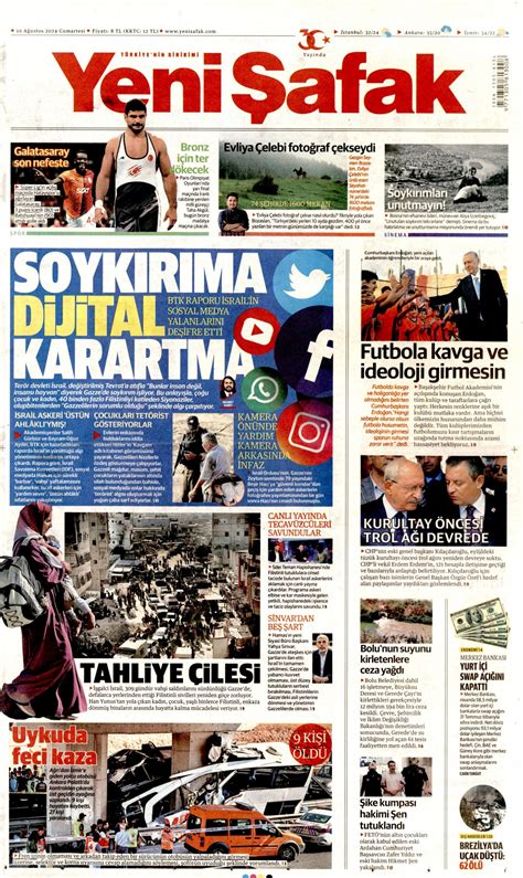 Yeni Şafak Gazetesi Yeni Şafak Manşet Oku Haberler 10 Ağustos 2024