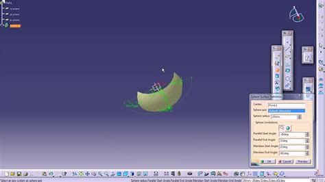 Catia V5 Tutorials Wireframe And Surface Design Spherical Surface Youtube