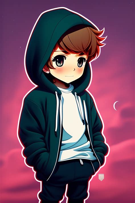 Chibi Anime Boy With Hoodie