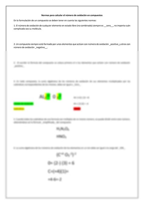 Solution Normas Para Calcular El N Mero De Oxidaci N En Compuestos