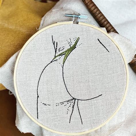 Nude Line Drawing Inch Hoop Embroidery Butt With Bikini Etsy