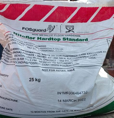 Fosroc Nitoflor Hardtop Std Non Metallic Packaging Size 25kg At Rs 10