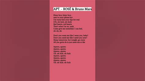 Apt Lyrics RosÉ And Bruno Mars RosÉs Part Youtube