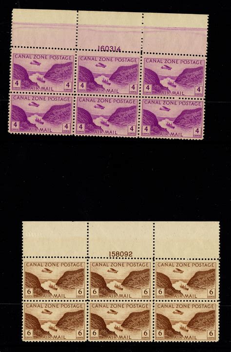 Canal Zone First Permanent Airmail Series Plate Block Collection Hr