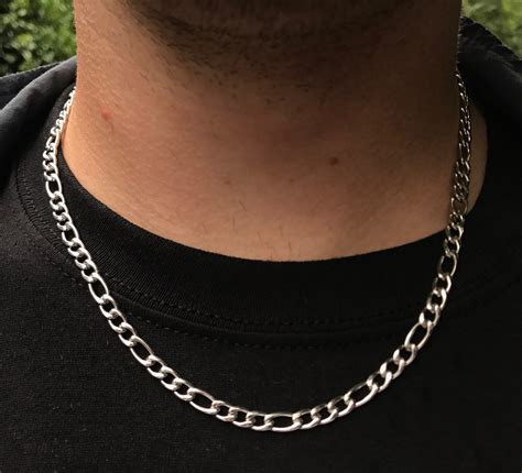 5mm Silver Figaro Chain Necklace Mens Chains Silver 18 | Etsy