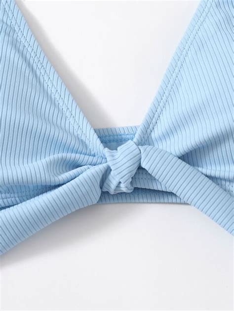 Girls Rib Knot Bikini Swimsuit SHEIN USA