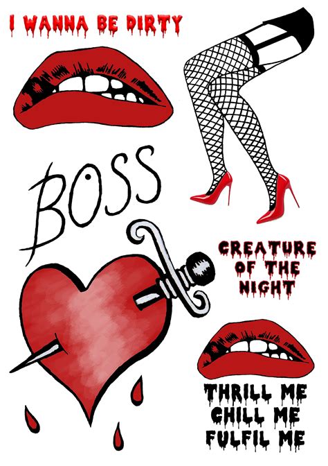 Rocky Horror Show Temporary Tattoos Frank N Furter Boss Heart Sexy