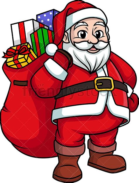 Santa Claus Bearing Gifts Cartoon Clipart Vector FriendlyStock