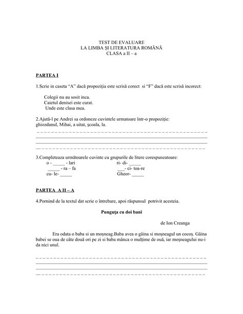 Academiaabc Test De Evaluare Comunicare N Limba Rom N Clasa A Ii A