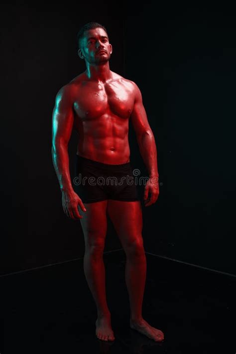 Man Bodybuilder Posing Muscles With Nude Fitness Torso Isolated On