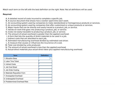 Solved Match Each Term On The Left With The Best Definition Chegg