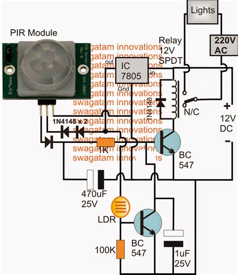 V Pir Light Circuit Diagram