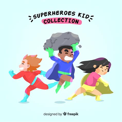 Premium Vector | Set of kids dressed as superheroes