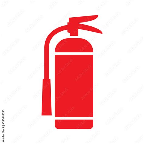Flat Vector Illustration Red Fire Extinguisher Icon On White Background