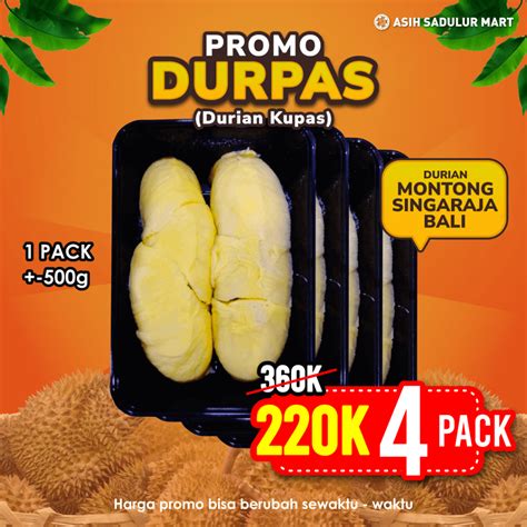 Jual Durian Kupas Montong Singaraja Bali Premium Frozen Manis Asih