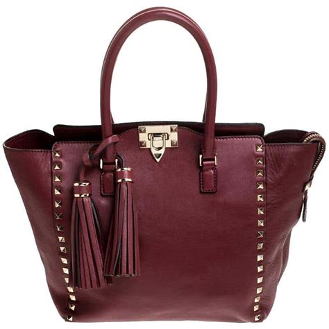 Valentino Red Leather Medium Rockstud Tote For Sale At 1stdibs