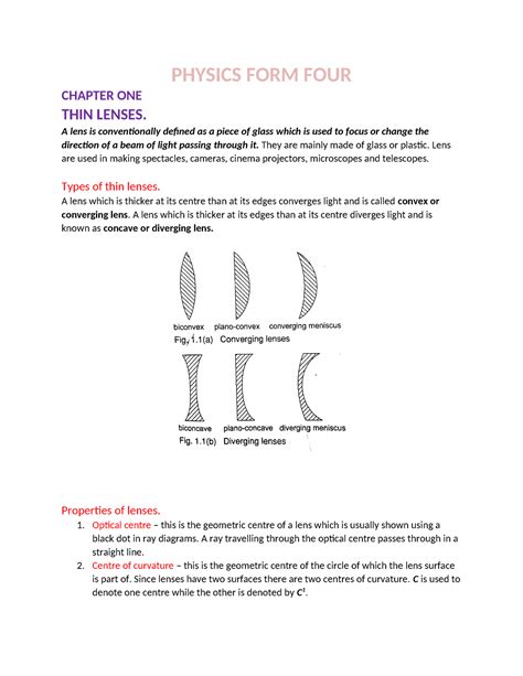 Physics Form 4 Form 4 Physics Physics Form Four Chapter One Thin