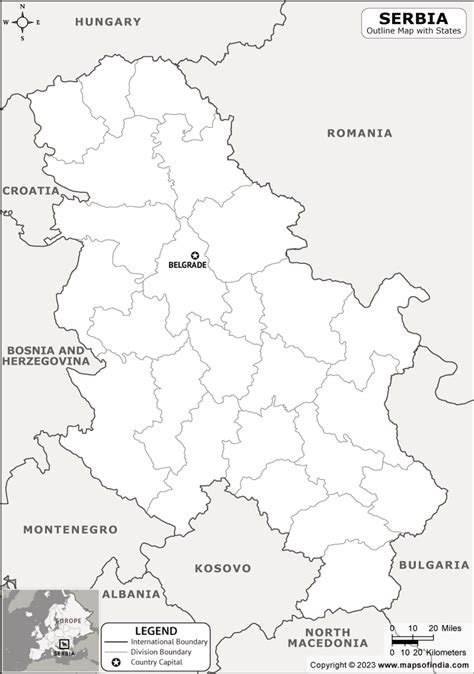 Serbia Outline Map Serbia Outline Map With State Boundaries