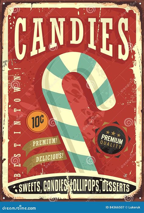 Candy Shop Retro Sign Design Stock Vector Illustration Of Frame