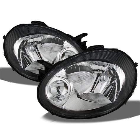 Akkon For Dodge Neon Oe Replacement Black Bezel Chrome Headlights