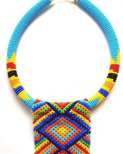 Zulu Beaded Necklace African Necklaces Long Pendant Necklace