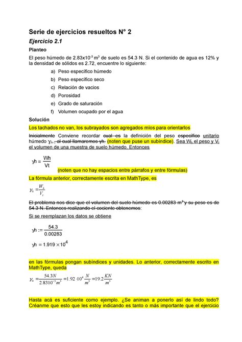 Serie De Ejercicios Resueltos N Ejerci Planteo El Peso H Medo De