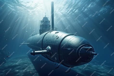 Premium Photo Modern Submarine Underwater View Generative Ai