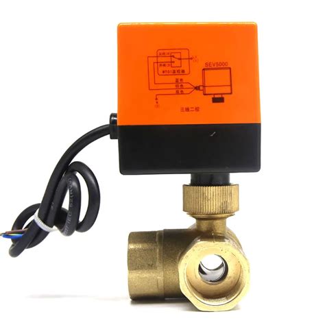 DN25 G 1 AC220V 3 Way 3 Wires Electric Actuator Brass Ball Valve Cold