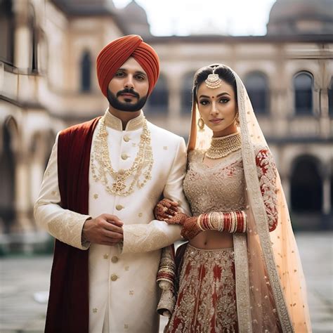 A Young Punjabi Newly Married Couple Indian Newly Married Couple Premium Ai Generated Image