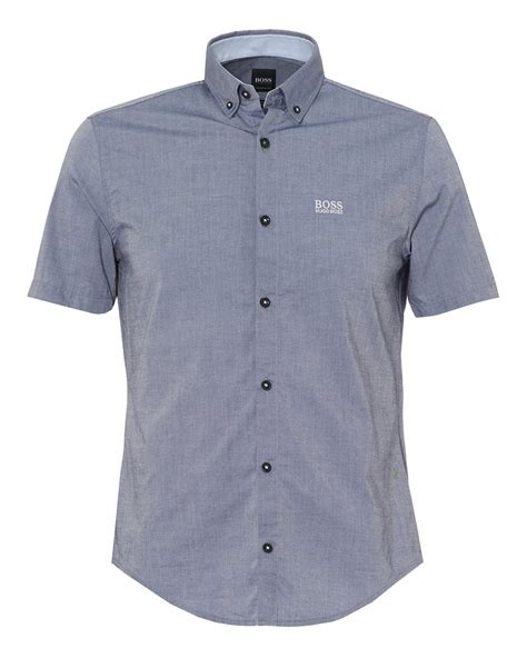 Boss Athleisure Mens Biadia R Short Sleeve Navy Chambray Shirt