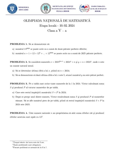DESCARCĂ Olimpiada de Matematică 2024. Subiectele și răspunsurile de la ...