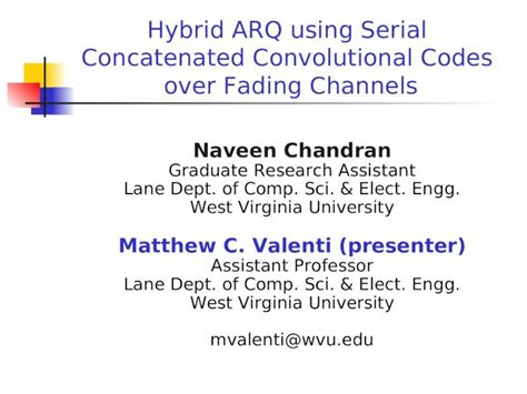 Ppt Hybrid Arq Using Serial Concatenated Convolutional Codes Over