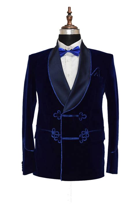 Men Blue Smoking Jackets Wedding Groom Dinner Party Wear Blazers Coats Etsy