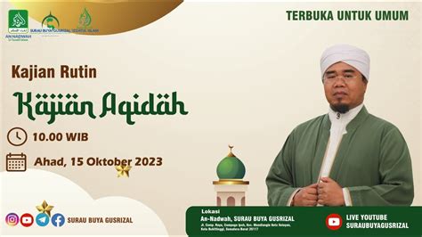 Fiqh Al Qulub Sabtu Oktober Buya Gusrizal Gazahar Dt