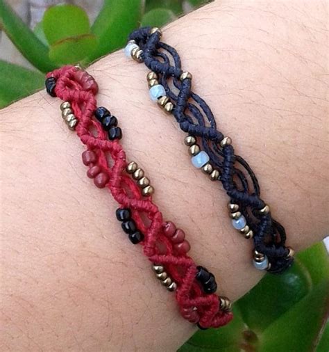 Beaded Macrame Bracelet Micromacrame Jewelrywavy Friendship Bracelet Chic And Elegant B